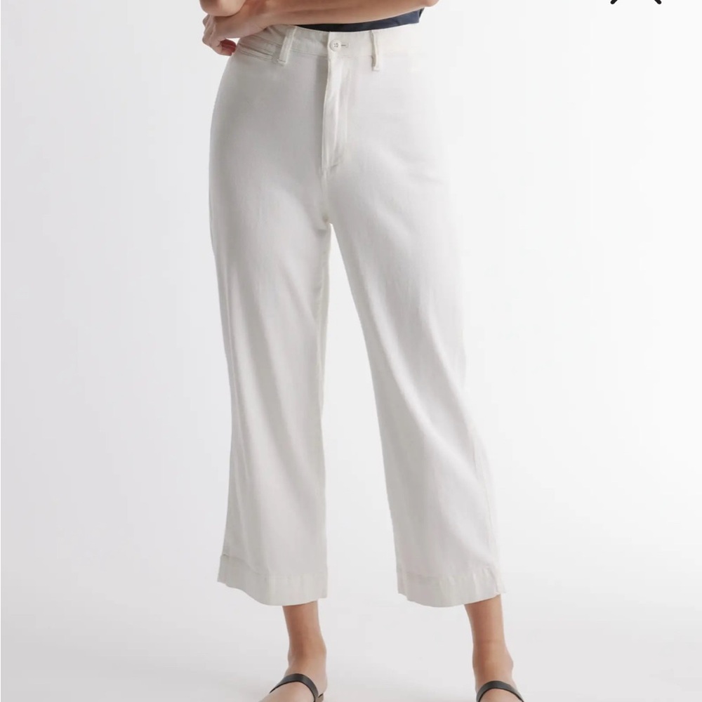 Organic Stretch Cotton Twill Wide-Leg Crop Pants
